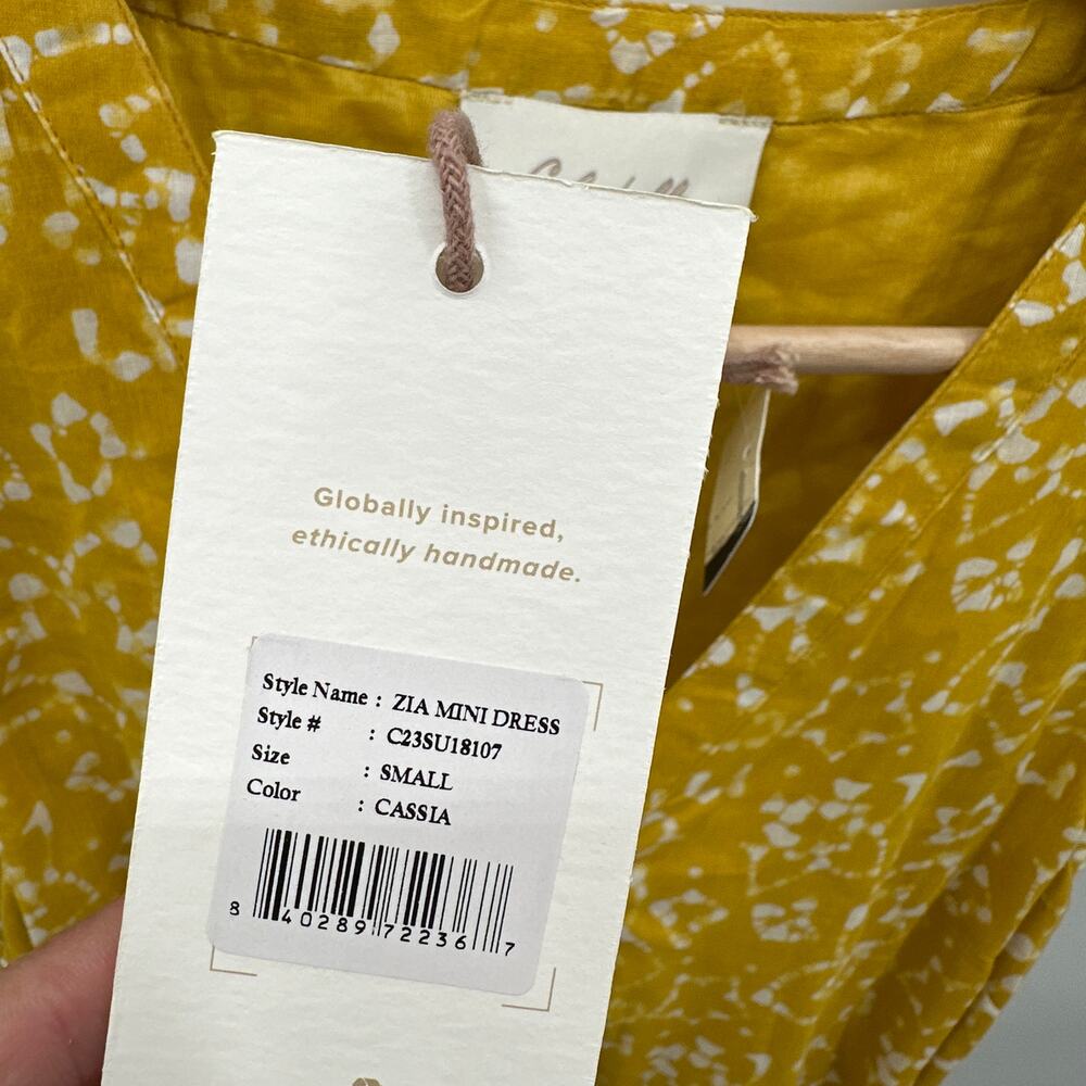 CLEOBELLA NWT Zia Organic CottonRuffle Tie Waist Mini Dress in Mustard // S - Picture 10 of 16